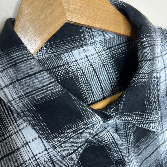 Black and White Plaid Long Sleeve Button Up Small - Picture 2 of 10